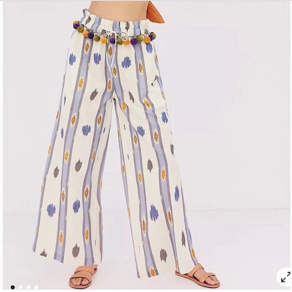 Anthropologie NWT Mari Wide Leg Pom Pom Pant